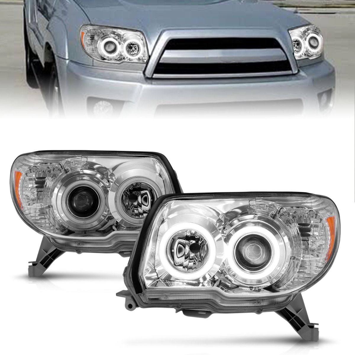 TOYOTA 4 RUNNER 06-09 PROJECTOR HEADLIGHTS W/ CCFL HALOS WITH CHROME HOUSING (NO BULBS)