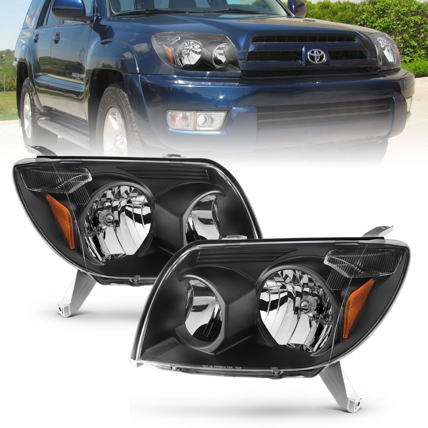 TOYOTA 4 RUNNER 03-05 CRYSTAL HEADLIGHT BLACK