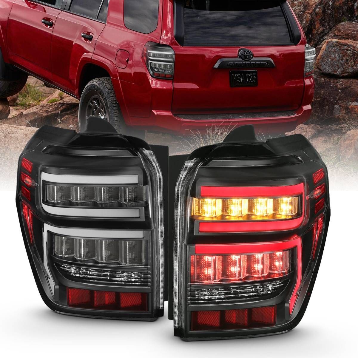 TOYOTA 4RUNNER 14-22 TL BLACK HOUSING CLEAR LENS RED LIGHT BAR W/ SEQUENTIAL