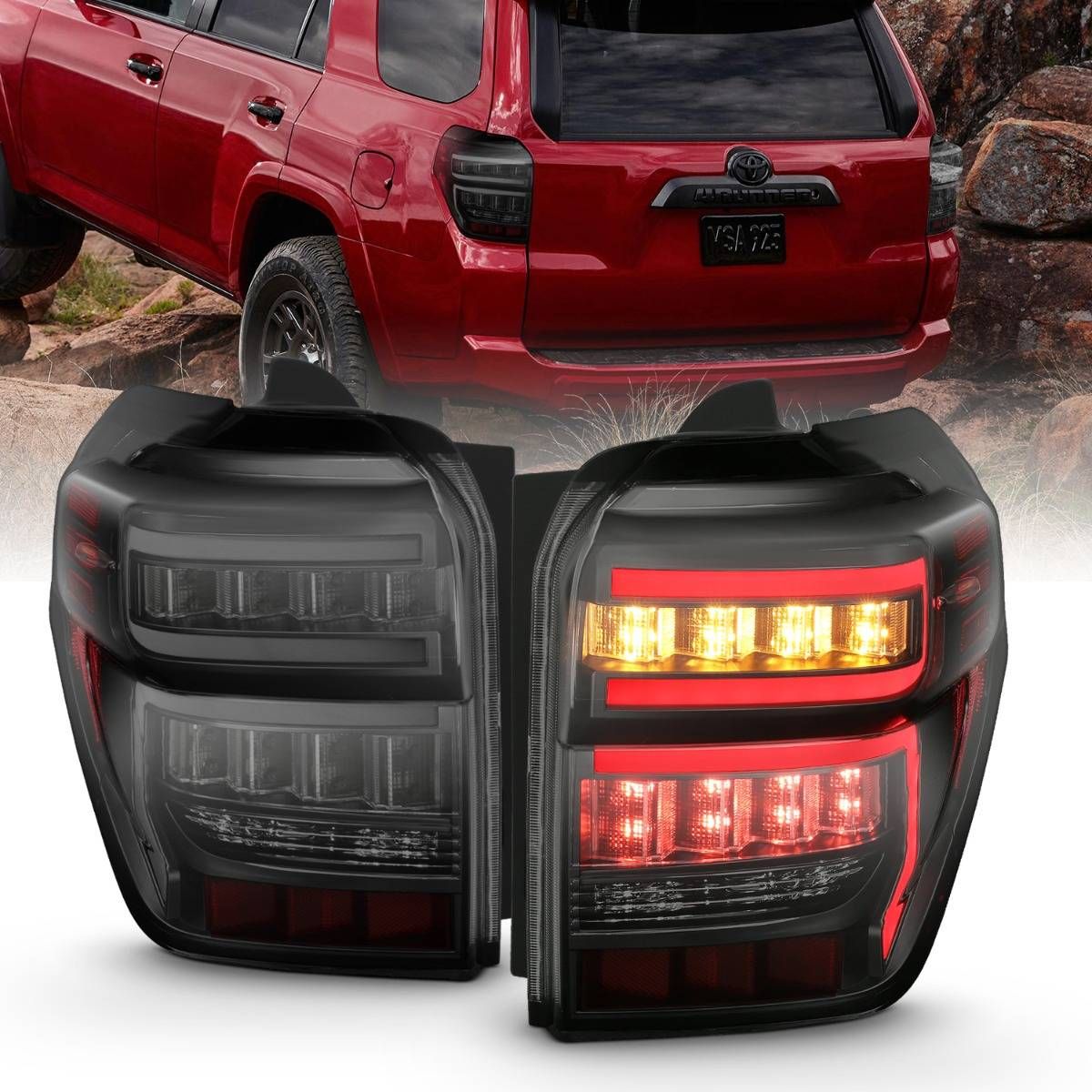 TOYOTA 4RUNNER 14-22 BLACK HOUSING SMOKE LENS RED LIGHT BAR W/ SEQUENTIAL